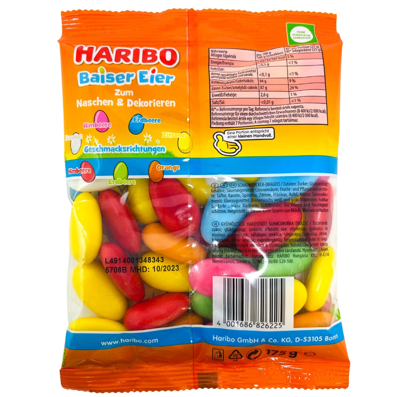 Haribo Meringue Eggs (Baiser Eier) 175g ingredients nutrition facts