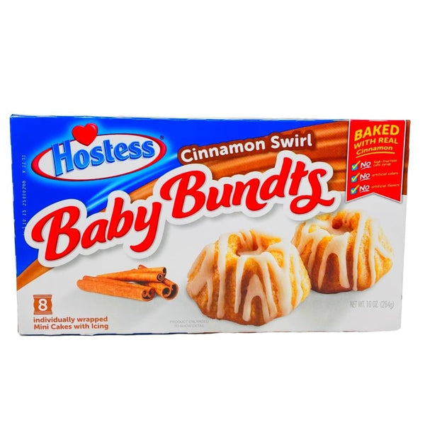 Hostess Baby Bundts Cake Cinnamon Swirl Individual - 8 Pack American Snacks