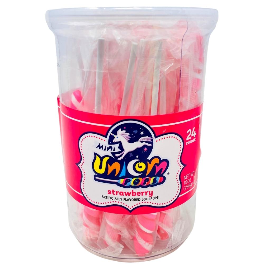 Mini Unicorn Pops Hot Pink - 24 Pack - A Strawberry Flavoured Lollipop.