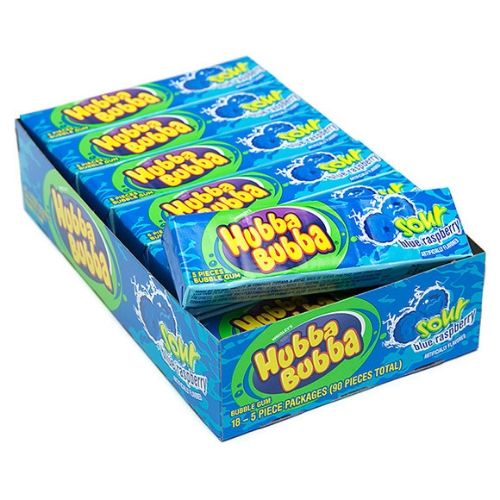 Hubba Bubba Sour Blue Raspberry Bubble Gum - 18 Pack