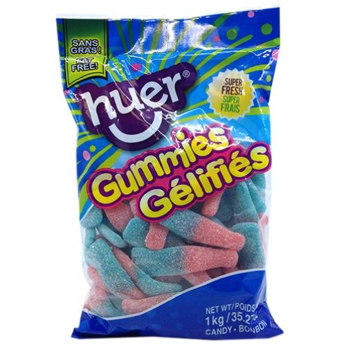 Huer Jumbo Sour Bubblegum Bottles Gummy Candy-Bulk Candy