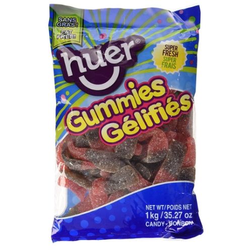 Huer Jumbo Sour Cherry Cola Bottles Gummy Candy-Bulk Candy