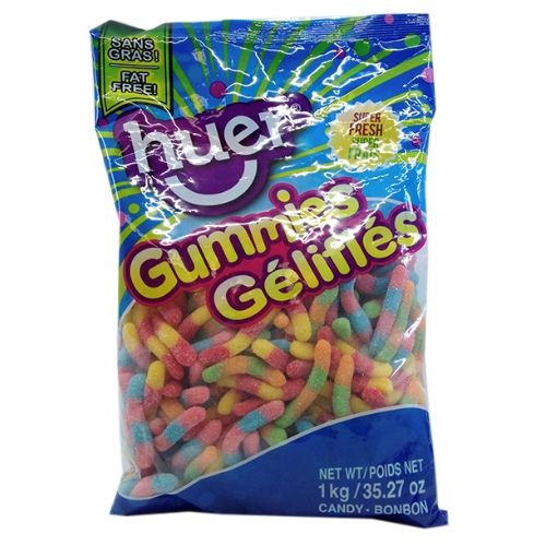 Huer Sour Neon Worms Gummy Candy-Bulk Candy 