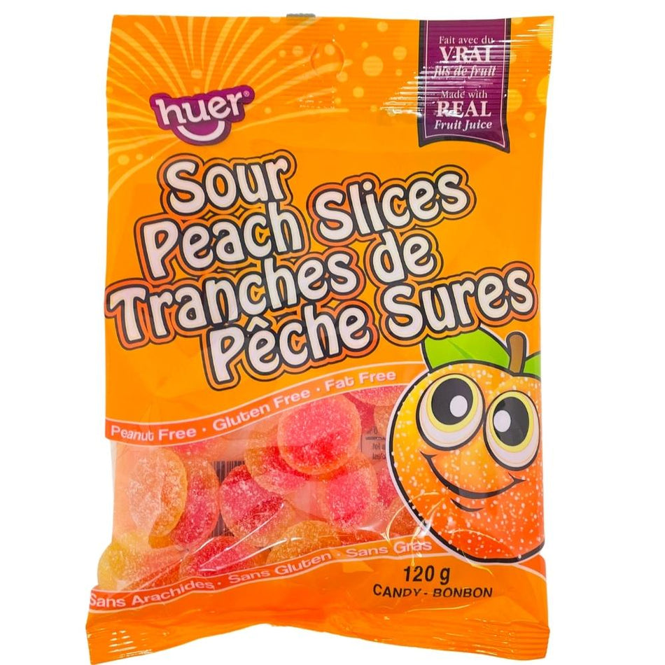Huer Sour Peach Slices 120g - 24 Pack