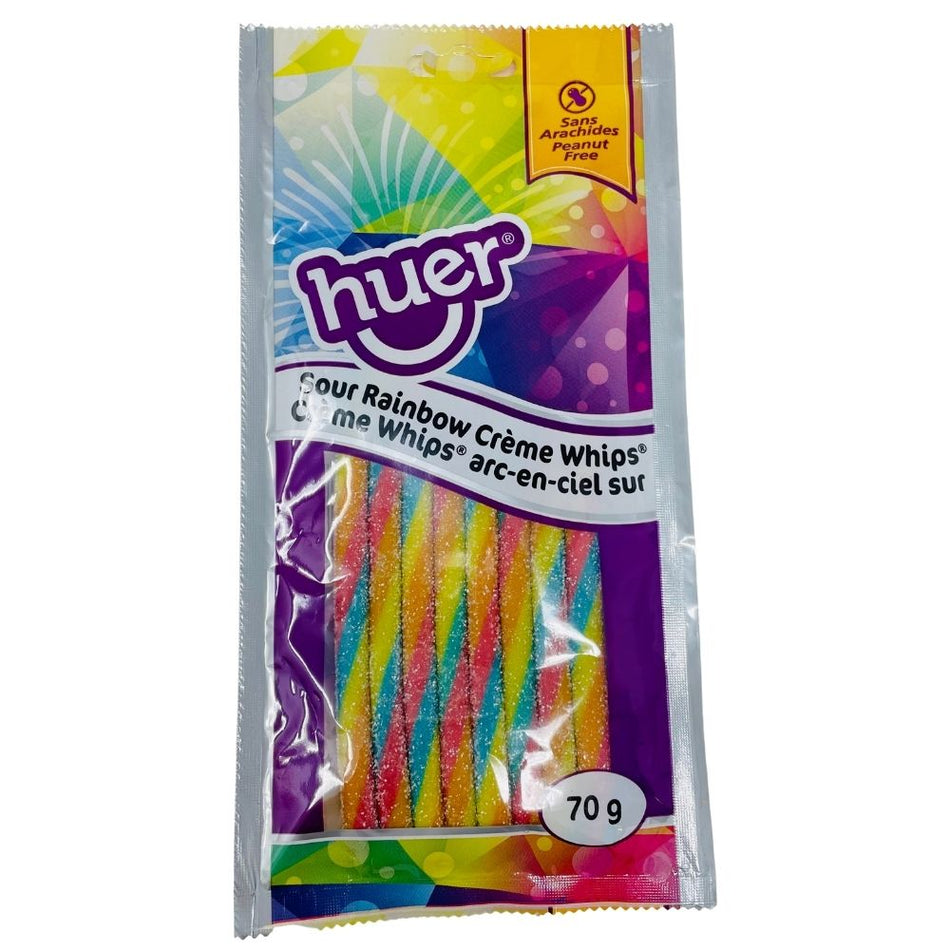 Huer Sour Rainbow Creme Whips 70g - 12 Pack