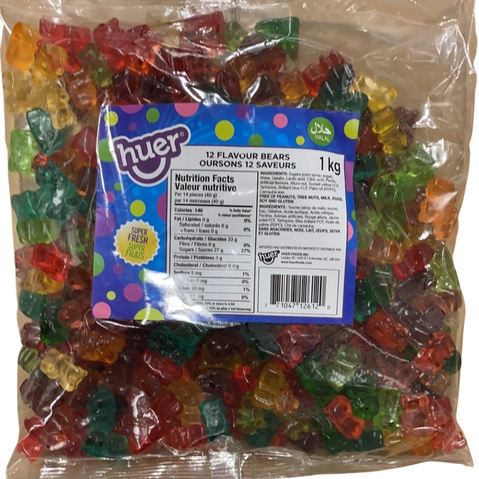 Huer Halal 12 Flavour Gummy Bears 1kg iWholesaleCandy