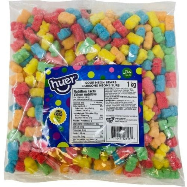Huer Halal Sour Neon Bears 1kg iWholesaleCandy