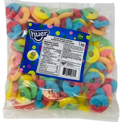 Huer Halal Sour Neon Rings 1kg iWholesaleCandy