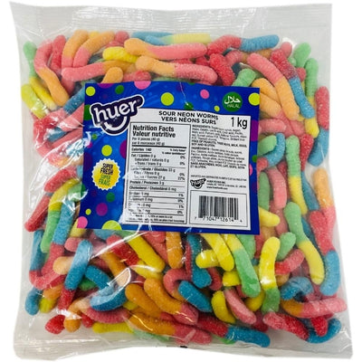 Huer Halal Sour Neon Worms 1kg iWholesaleCandy