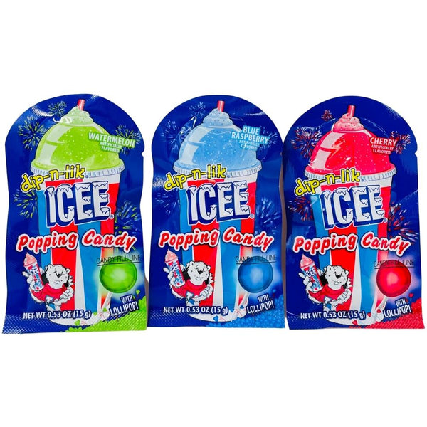 Icee Popping Candy with Lollipop  .53oz - 18 Pack