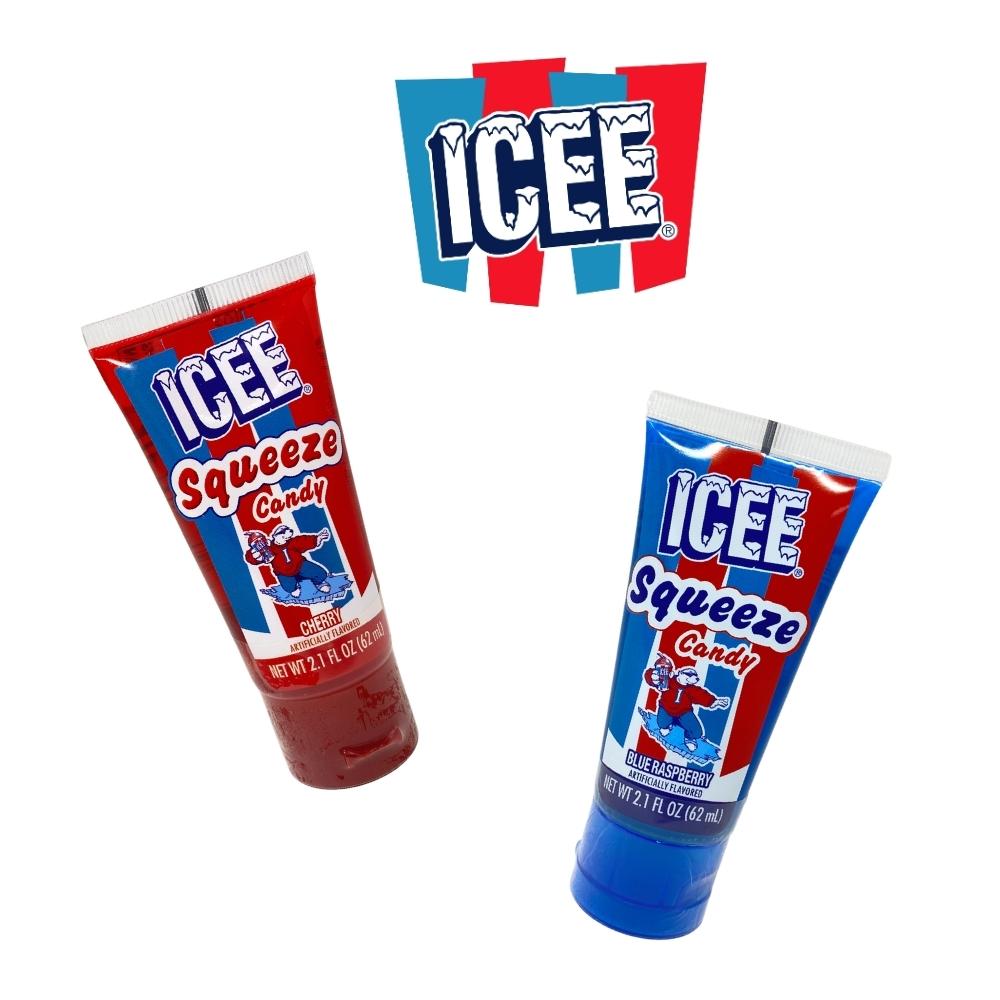 icee squeeze liquid candy blue raspberry and cherry