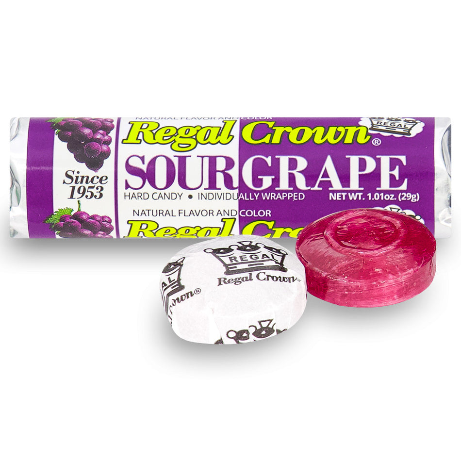 Regal Crown Sour Grape Candy Rolls - 24 Pack