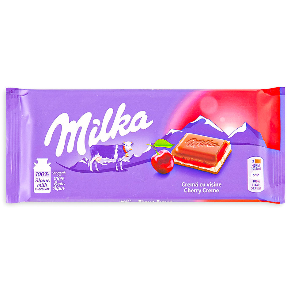 Milka Cherry Creme Milk Chocolate Bars 100g - 22 Pack