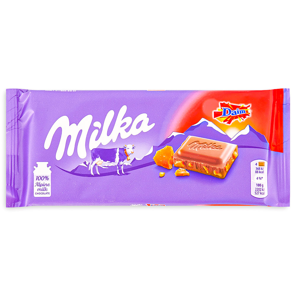 Milka Daim Milk Chocolate Bar 100g - 22 Pack