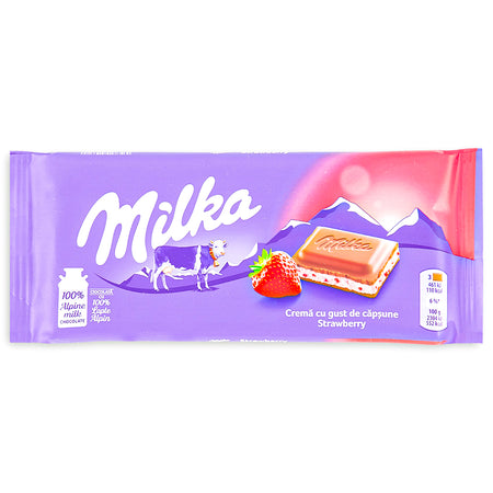 Milka Strawberry Creme Milk Chocolate Bar 100g - 22 Pack
