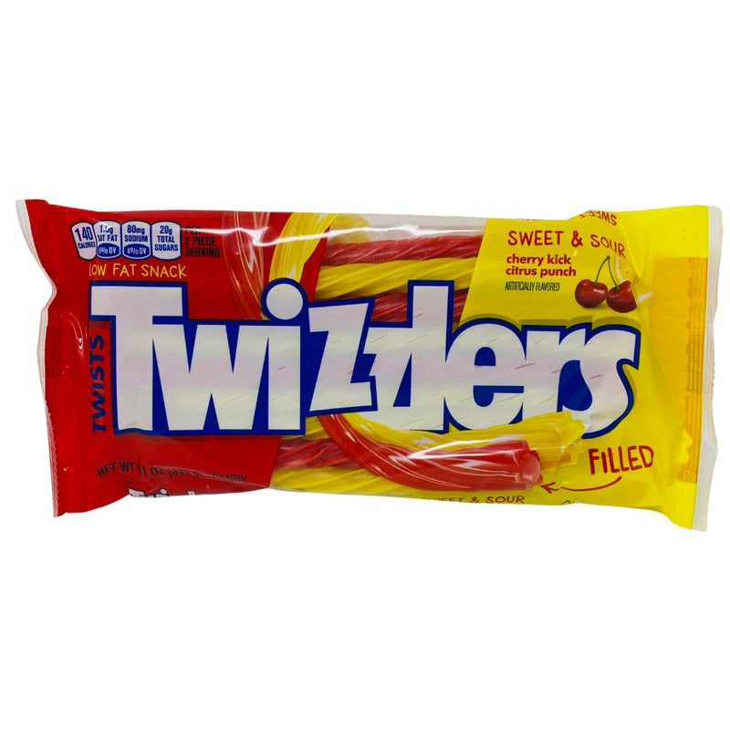 Twizzlers Sweet & Sour Filled Twists Cherry Kick and Citrus Punch 11oz - 12 Pack - Sour Twizzlers