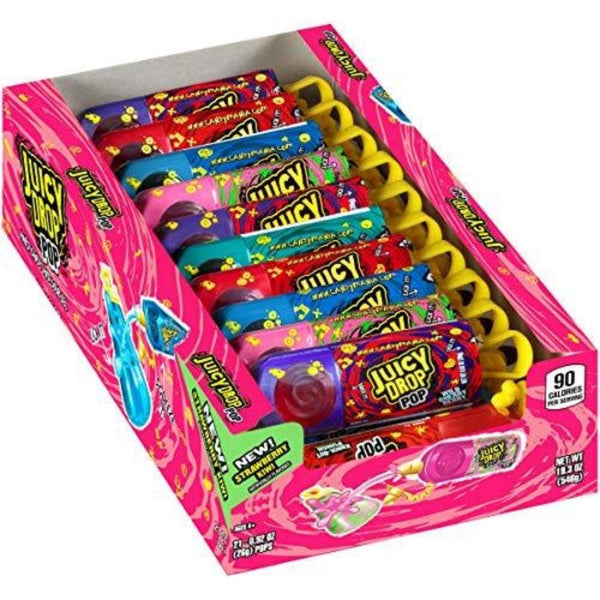 Bazooka Brands Juicy Drop Pop 21 Pack Laydown Display Box iWholesaleCandy.ca Wholesale Candy Canada