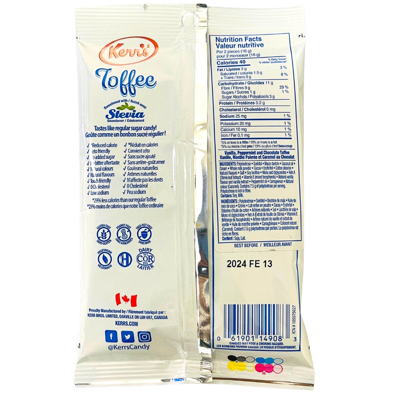 Kerr's Light Toffee No Sugar Added 90g ingredients nutrition facts