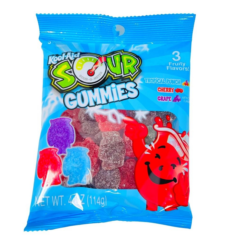 kool-aid sour gummies chewy gummy candy kool aid tropical punch cherry grape flavour candy wholesale iwholesalecandy.ca