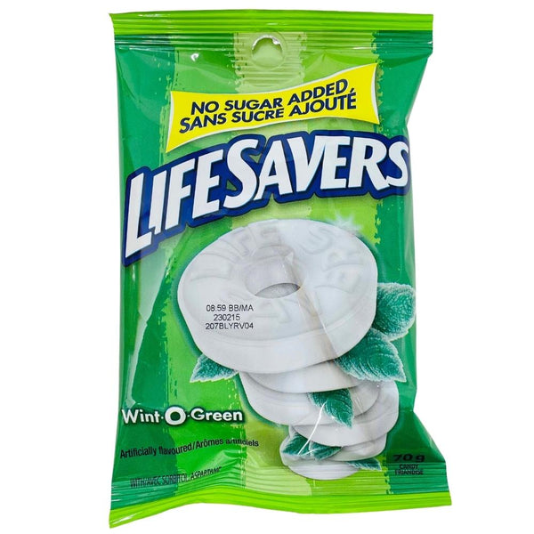 Lifesavers Wint O Green No Sugar Added Hard Candies 70g - 12 Pack
