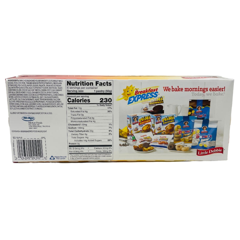 Little Debbie Honey Buns (6 Pieces) ingredients nutrition facts