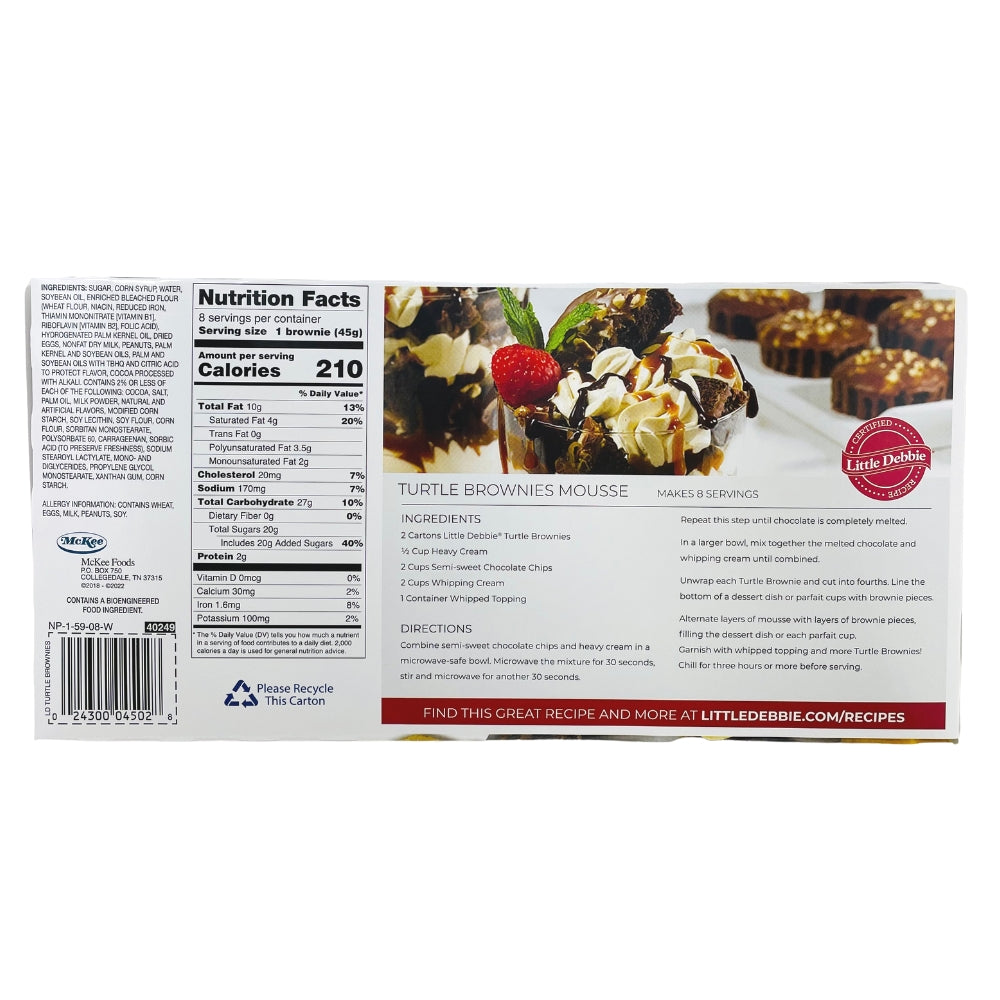 Little Debbie Turtle Brownies (8 Pieces) ingredients nutrition facts