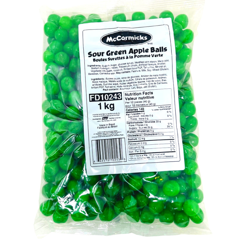 McCormicks Sour Green Apple Balls 1kg - 1 Bag