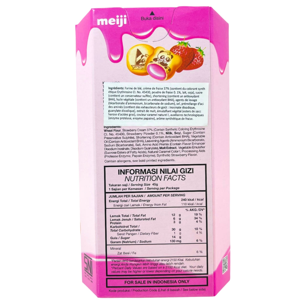 Meiji Hello Panda Strawberry Cookies 45g (Indonesia) ingredients nutrition facts