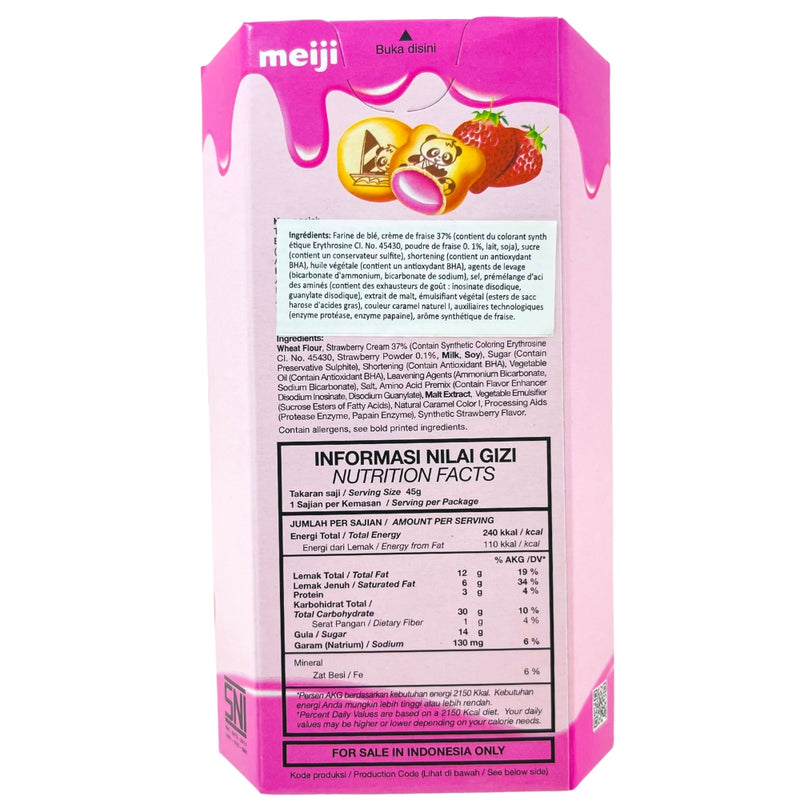Meiji Hello Panda Strawberry Cookies 45g (Indonesia) ingredients nutrition facts