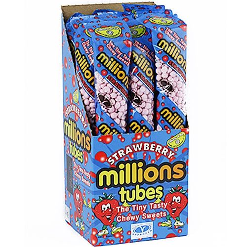 Millions Strawberry Tubes British Confections-12 Count