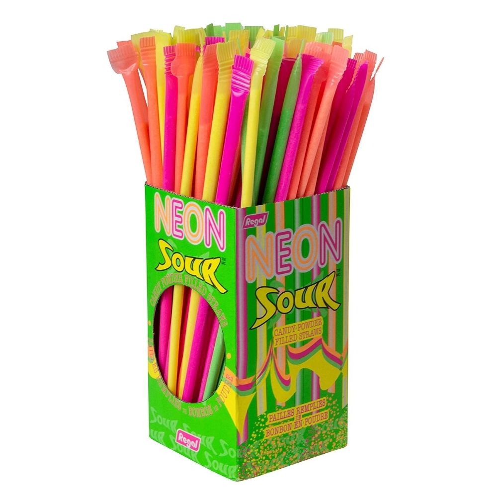 Neon Sour Straws Retro Candy- 120CT