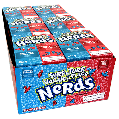 Wonka Nerds Candy Surf & Turf Totally Tropical Punch & Road Rash Raspberry Retro Candies 24 CT