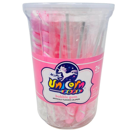 Mini Unicorn Pops Pale Pink - 24 Pack A Delicious Lollipop in the flavour of Bubble Gum