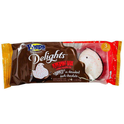 Peeps Chocolate Dipped Candy Cane Marshmallow Chicks  1.5oz - 24 Pack