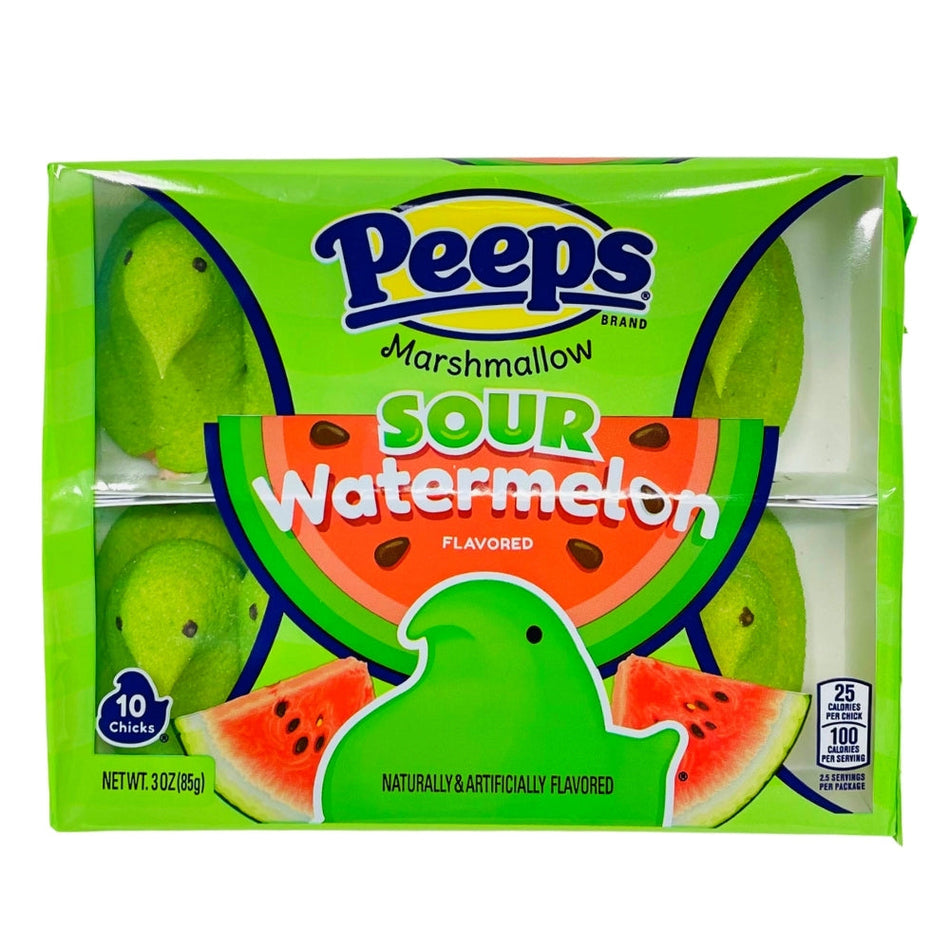 Peeps Marshmallow Chicks Sour Watermelon 3oz (10pcs)- 36 Pack