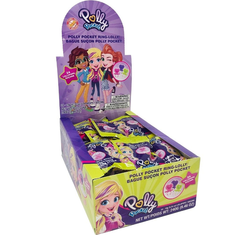 Polly Pocket Lollipop Rings / Ring pop - Trending Kids Candy canada peanut free girls kids popular candies - 24 pack box