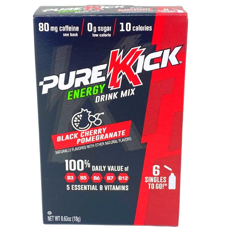 Pure Kick Energy Singles to Go Black Cherry Pomegranate - 12 Pack