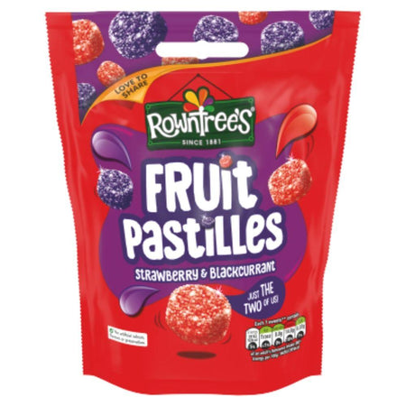 Rowntree's Fruit Pastilles Strawberry & Blackcurrant 143g - 10 Pack - British Candy