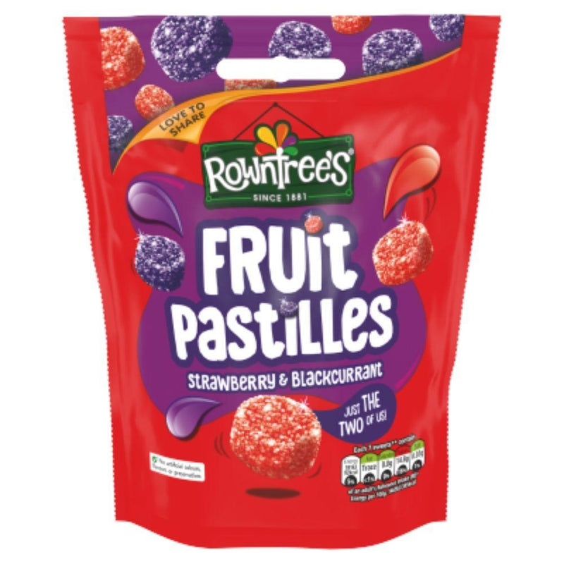 Rowntree's Fruit Pastilles Strawberry & Blackcurrant 143g - 10 Pack - British Candy