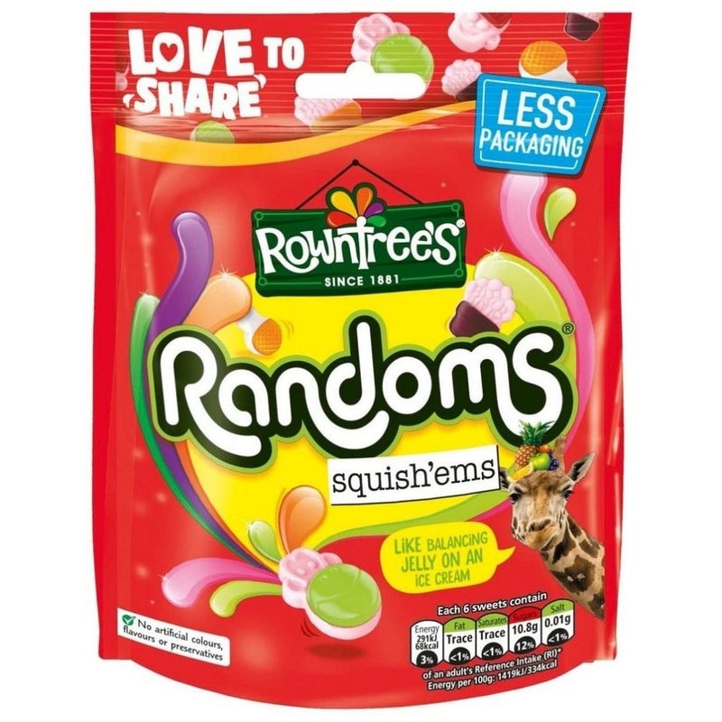 Rowntree's Randoms Squish'ems Sweets Sharing Bag 140g - 10 Pack British Candy