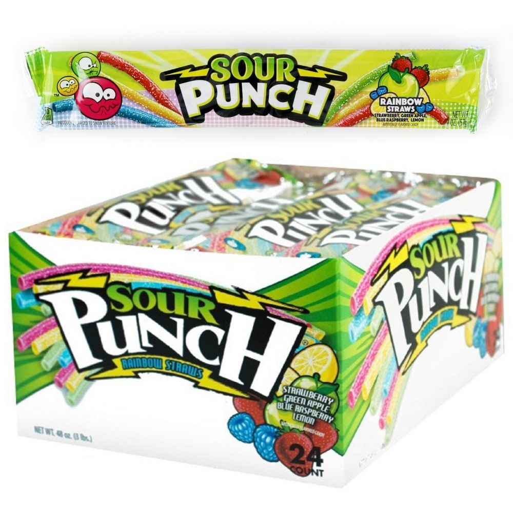 Sour Punch Rainbow Licorice Straws 2oz - 24CT