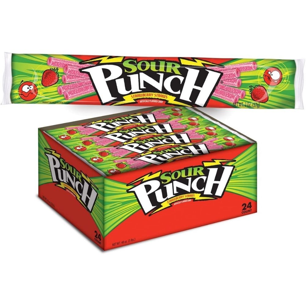 Sour Punch Strawberry Licorice Straws 2oz - 24CT