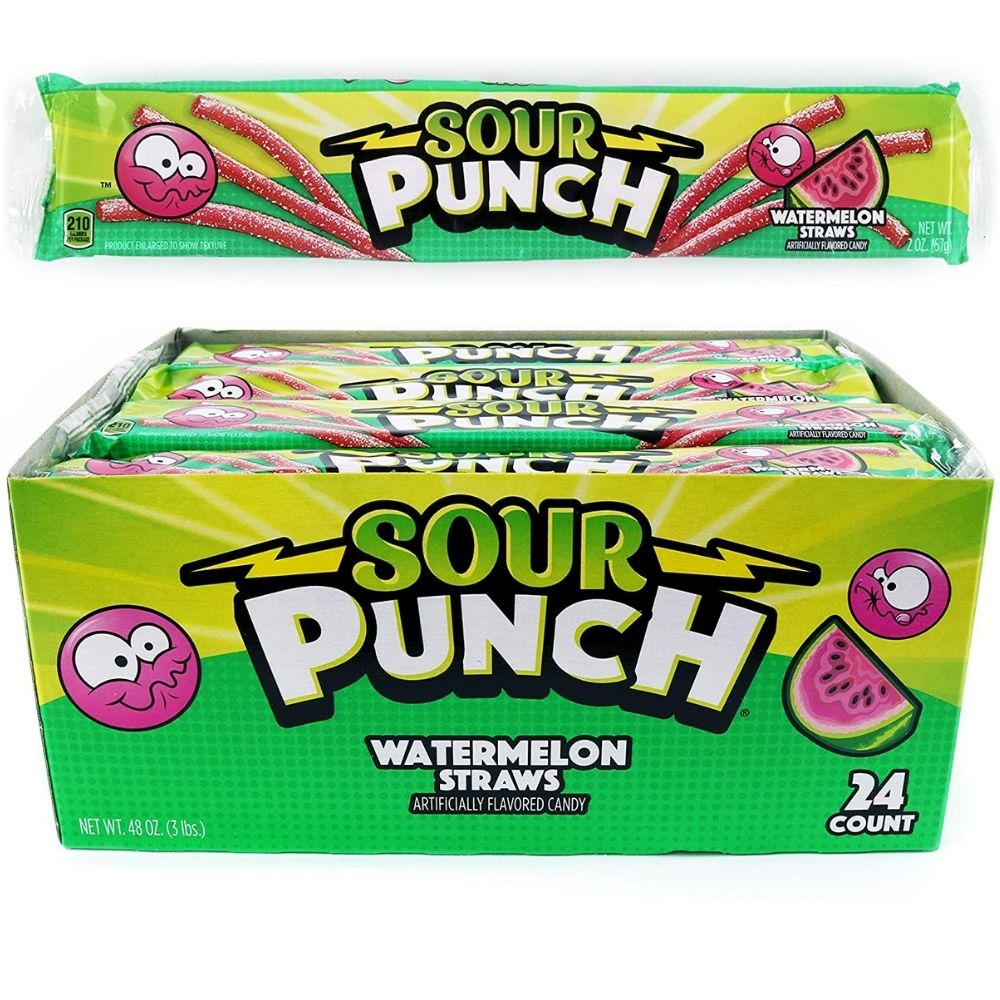 Sour Punch Watermelon Licorice Straws 2oz - 24CT
