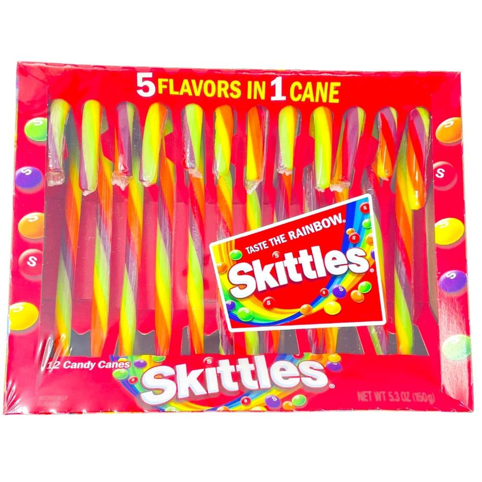 Skittles Candy Canes 12 Pieces - 12 Pack