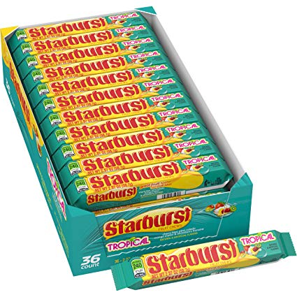 Starburst Fruit Chews Tropical Retro Candy-36 CT