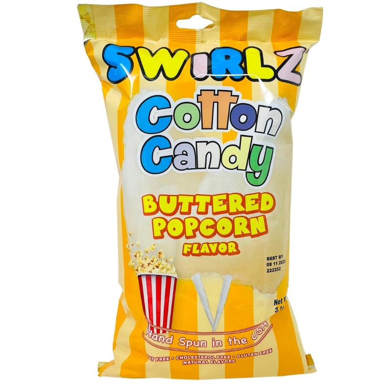 Swirls Buttered Flavored Popcorn Cotton Candy 3.1oz - 12 Pack