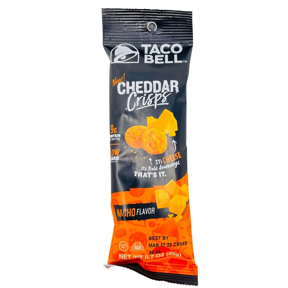 taco bell cheddar crisps snack nacho cheddar flavour 8 pack candy wholesale iwholesalecandy.ca