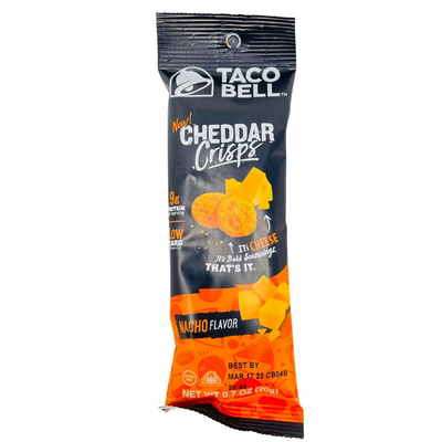 taco bell cheddar crisps snack nacho cheddar flavour 8 pack candy wholesale iwholesalecandy.ca