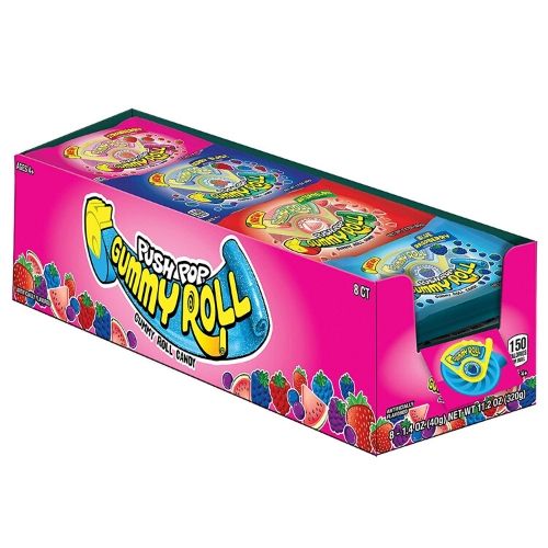 Push Pop Gummy Rolls Assorted Flavours Gummy Candy 8 Count-iwholesalecandy.ca - Bazooka Joe
