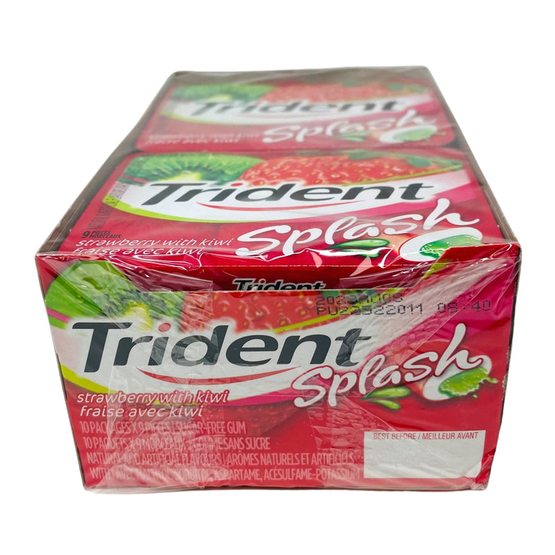 Trident Splash Strawberry Kiwi 9 Piece Gum Singles - 10 Pack